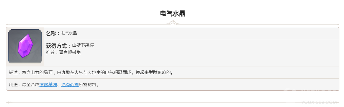 原神采集素材电气水晶图鉴大全