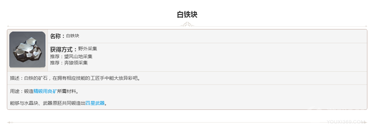 原神采集素材白铁块图鉴大全