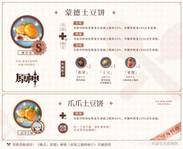 原神蒙德土豆饼料理图鉴