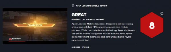 《Apex英雄手游》IGN评分8分：对未来加入的原创新内容抱有期待