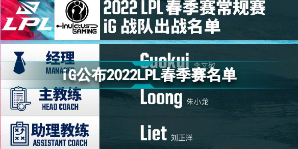 iG公布2022春季赛大名单 iG公布2022LPL春季赛名单