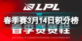 2022LPL春季赛积分榜最新 2022LPL春季赛3月14日积分榜